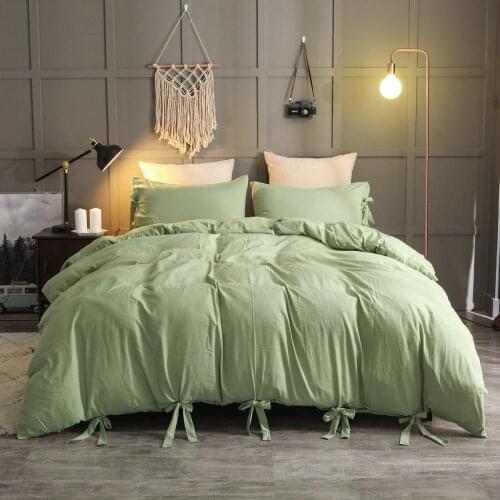 Solid Color Washed Cotton Soft Quilt Cover Twin Queen King Duvet Cover Pillowcase 3 Pieces Home Bedding Set