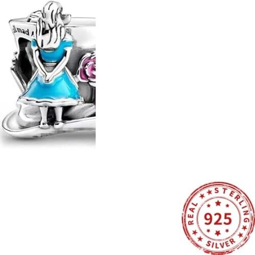 925 sterling silver Beads Alice in Wonderland The Mad Hatters Tea Party Charm Beads fit Original Pandora Bracelet Jewelry 2021
