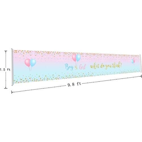 Gender Reveal Party Banners Boy Or Girl Banners Pink Blue Gradient Golden Glitter Background Banners Signs Poster With Grommets