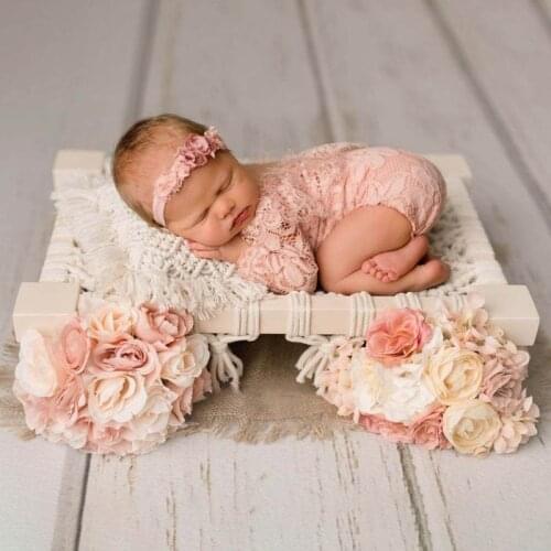 Q9QB Newborn Photography Props Woven Chair Baby Photo Shooting Crib Photo Posing Bed with Tassels