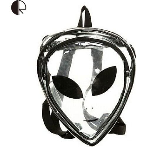 2019 New Unisex Fashion Clear Cartoon Alien School Bags PVC Special Package Interest Backpacks Hip-Hop Leisure Travel Bag BP085