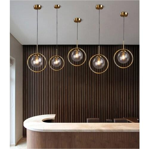 Nordic Gold Hanging Lamp Glass Pendant Lamp Hot Sell Decor Lights Fixtures E27 for Kitchen Restaurant