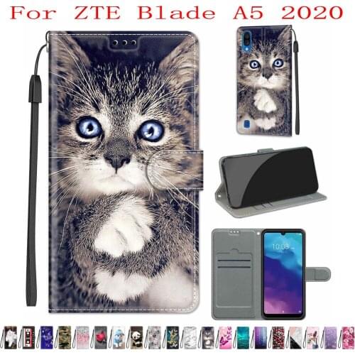 Sunjolly Case for ZTE Blade A5 2020 Wallet Stand Flip PU Leather Phone Case Cover coque capa for ZTE Blade A5 2020 Case Cover