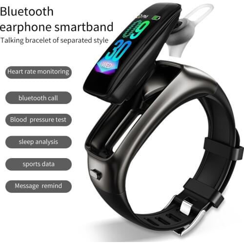 V09 Smart Band+Wireless Bluetooth Earphone HiFi Stereo AI Voice Headset Earuds Heart Rate Blood Pressure Smart Bracelet