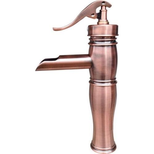 NEW "Water Pump Look" Style Vintage Retro Red Copper Antique Single Handle Bathroom Faucet Vessel Sink Basin Mixer Tap arg021