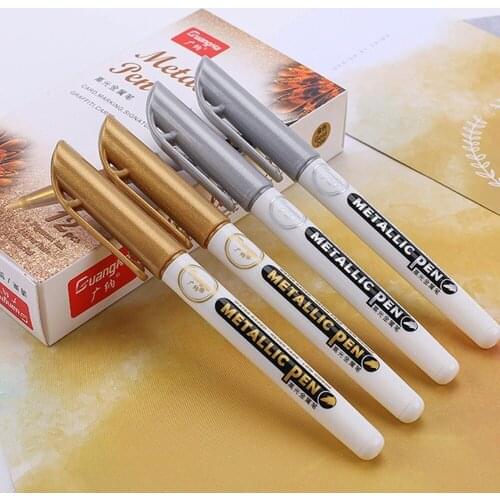1pcs Waterproof Rubber Permanent Paint Marker Pen Gold Silver for Drawing DIY Scrpbooking Craftwork Pen