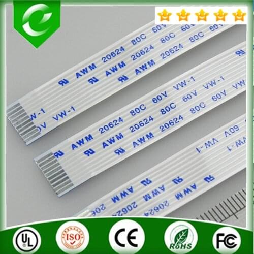 High quality hot sale AWM 20624 1.0mm 10pin 70mm length type B Electronic Flexible Flat FFC Cables 5pcs/lot