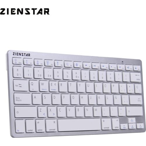 Zienstar Spanish Language Ultra Slim Wireless Teclado Bluetooth 3.0 for ipad/Iphone/Macbook/PC computer/Android Tablet