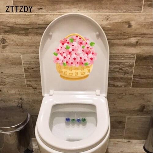 ZTTZDY 20.9*22.6CM Peach Blossom In The Basket Bedroom Wall Sticker Modern Art Toilet Decal Decor T2-0202