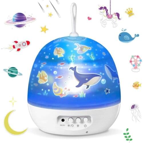 Star Projector Night Lights 360 Rotating Sky Light 4 Films Colorful LED Night Lamps Universe Lamp Led for Kids Room Decoration