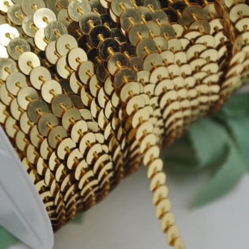 10Y Gold Color Sequin Ribbon Spangle Lace Sewing Decoration Wedding Embroidery Trim Diy S08