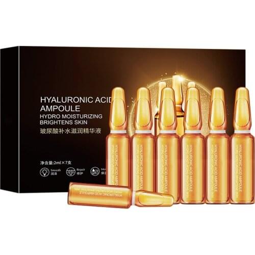 2ml*7pcs Hyaluronic Acid Ampoule Essence Face Moisturizing Firming Skin Care Anti-Aging Brighten Whitening Hydrating Serum