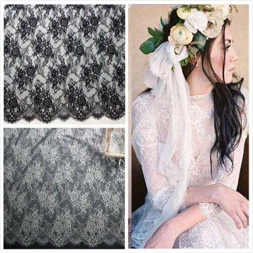 3M/Lot High Grade France Eyelash Lace Fabric 150CM Handmade Diy Wedding Dress Veil Stitching Fabric Clothes Accessories