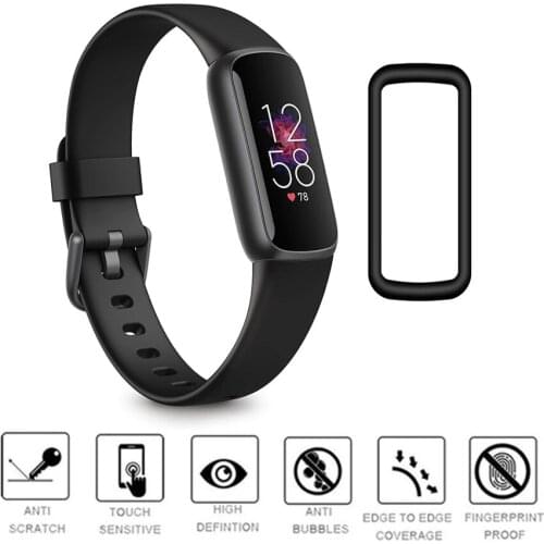 3D Curved Edge Full Cover Protective Film for Fitbit Luxe Smart Wristband Soft TPU Screen Protector for Fitbit Luxe Accessories