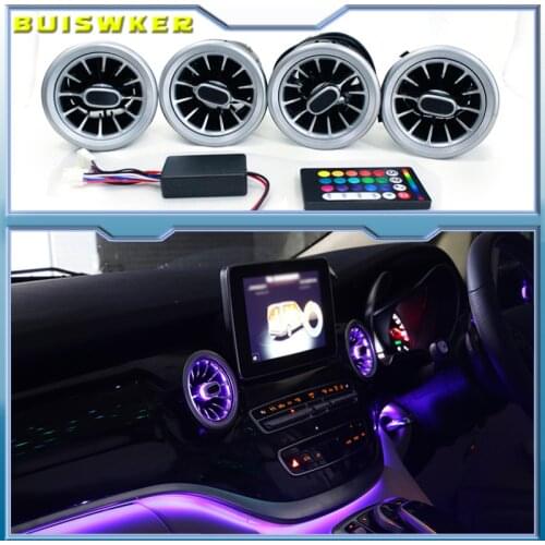 K-Car 4PCS LED Front Dashboard AC Air Condition Vent Outlet Turbo Interior Trim For Mercedes Benz V Class W447 Vito V250