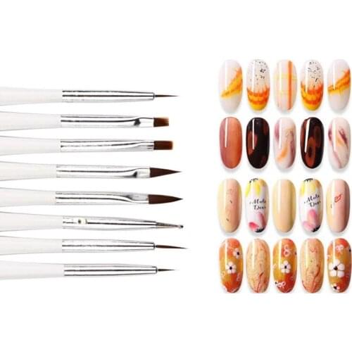 8pcs/pack Nail Pen Design Fancy Nail UV Gel Brush Nail Art Acrylic Decoration Dotting Painting Drawing Polish Brush Pen Tool