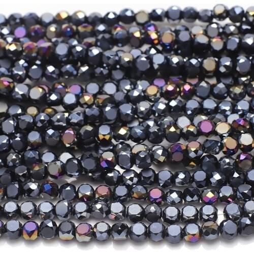95Pcs/lot Ausrian Glass Flat Beads Black AB 6MM Crystal Round Matte DIY Making Crafts Jewelry Material Accessories Needleowrk