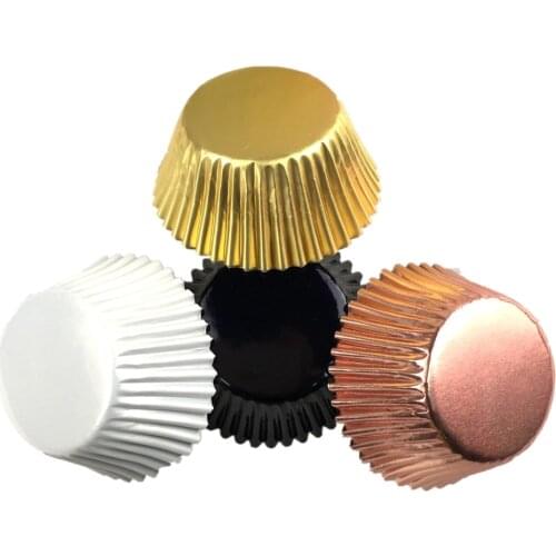 50x Aluminum Metal Cupcake Cups Orange Pink Black White Blue Green Foil Muffin Liners Holder Baking Cups Cake Case Wrappers