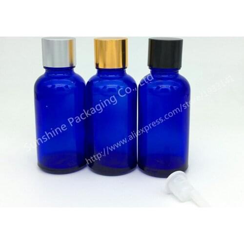Free shipping 500PCS High Quality 30ml Glass Bottle Reagents Bottles With Orifice Reducer & Screw Cap Bottles Blue Glass Bottle