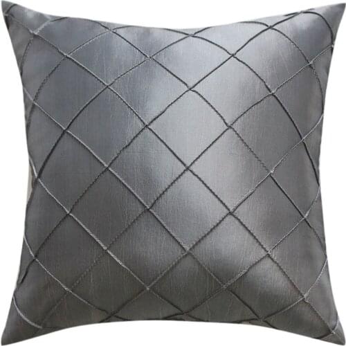 Free shipping Handcraft Diamond Pintuck Faux Silk Cushion Cover in Silvery Color p2825