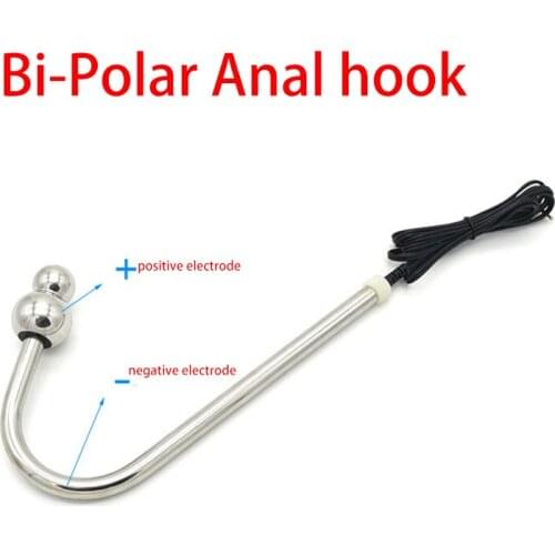 Bi-Polar Butt Plug Vagina Hook Electric Shock Anal Hook Stainless Steel Beads Plug Electro Stimulation Medical Themed Sex Toys