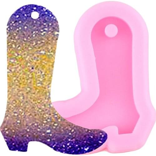 Shiny Cowboy Boot Silicone Mold Keychain Epoxy Resin Moulds Shoes Polymer Clay DIY Jewelry Pendant Making Necklace Molds