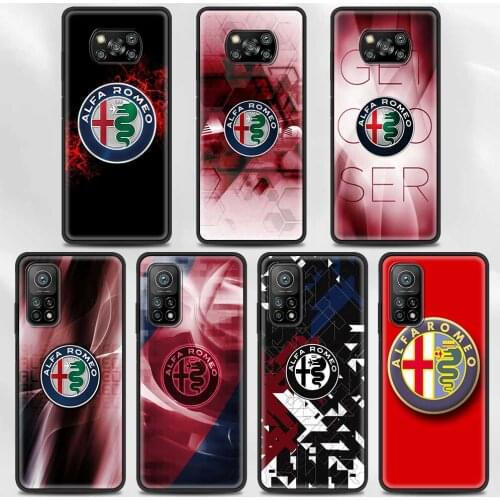 Black Soft Case For Mi Poco X3 NFC M3 Pro Pocophone F1 F3 Note 10 A2 Lite CC9E CC9 A3 TPU Shell Fundas Sport Car Alfa Romeo