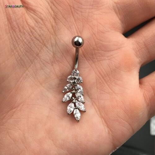 Real Photo Zircon Navel Ring Body Piercing Earrings Gilded Hanging Inverted Sexy Tassels Belly Navel Ring Navel Piercing Jewelry