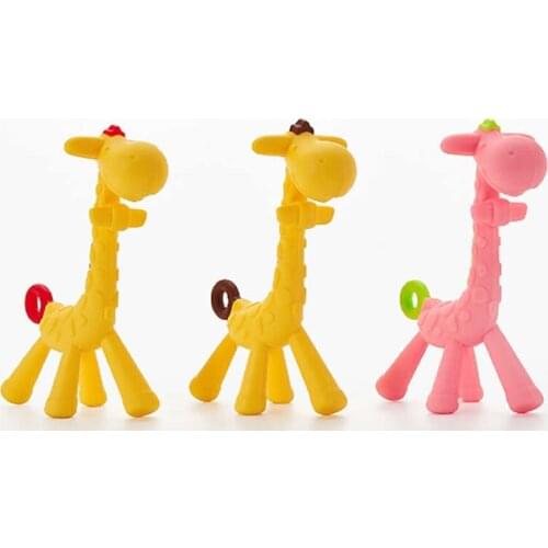 Baby Teether Cartoon toddler Teething Nursing Silicone Baby toothbrush fawn molar rod giraffe bite teether safty baby teethers