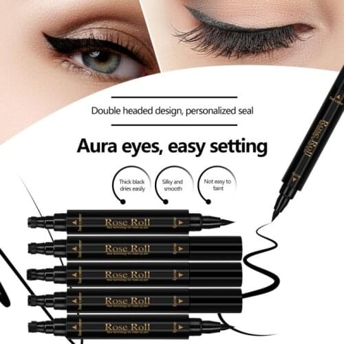 Double-headed Liquid Eyeliner Pen Small Seal Eyeliner Pencil Waterproof Quick-drying No Blooming Eye Cosmetic TSLM1