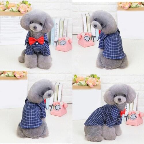 Gentleman Dog Soft Casual Clothes Wedding Suit Formal Shirt For Small Dogs Bowtie Tuxedo Pet more fashionable Outfit For Cats