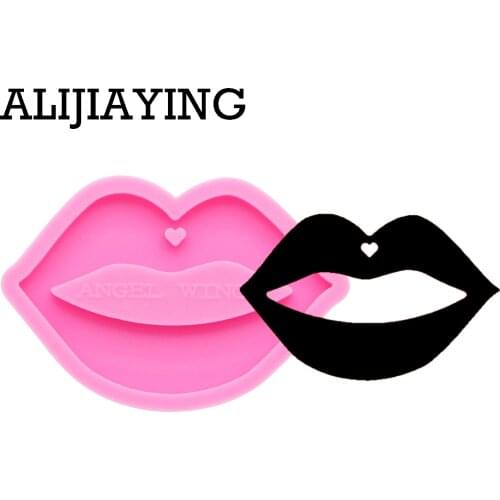 DY0170 Glossy Lips keychain silicone mold DIY mouth craft keyring pendant jewelry keychains mould