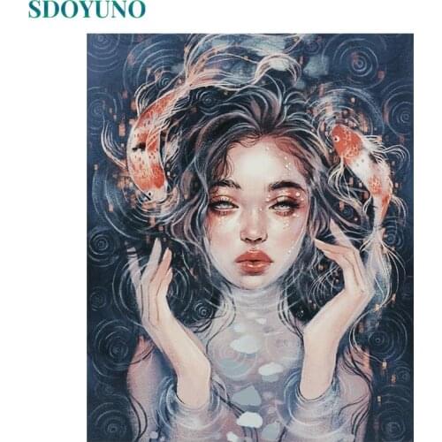 SDOYUNO Paint By Numbers Girl DIY 60x75cm Oil Painting By Numbers On Canvas Figure Frameless Number Painting Pictures Home Decor