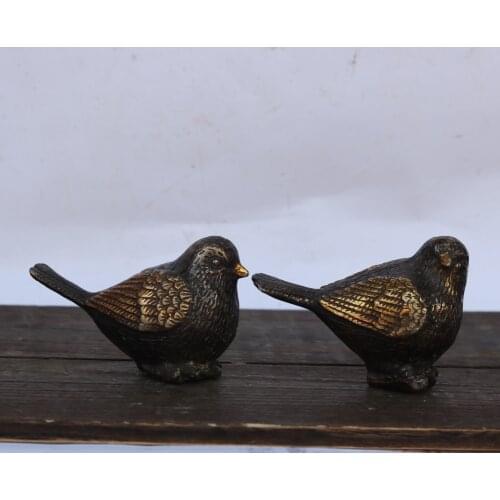 Collection Chinese Old Handmade Bronze 1 Pair Sparrow Antique statue,Antique Art Home Decoration Metal Bird Crafts A00025