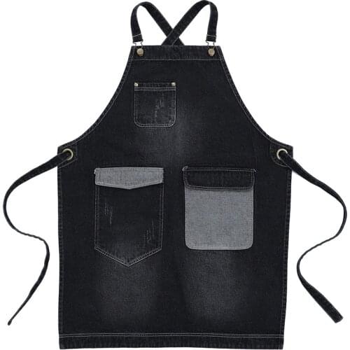 Customized personalized Adults Apron Adjustable Housekeeping Denim Apron Cooking Accessories for Women Men cleaning gardener