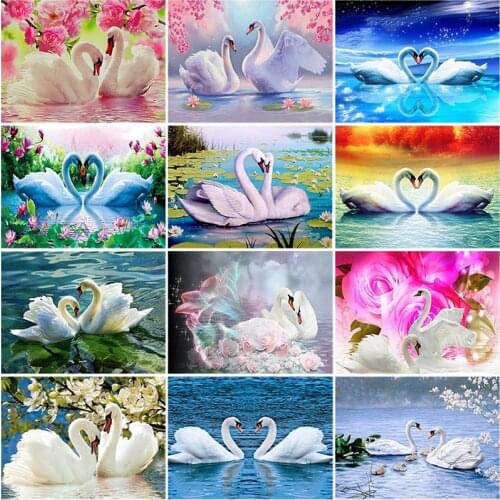 DIY 5D Diamond Painting Swan Animal Full Round Drill Diamond Embroidery Sale Mosaic Rhinestone Cross Stitch Kit Art Home Decor