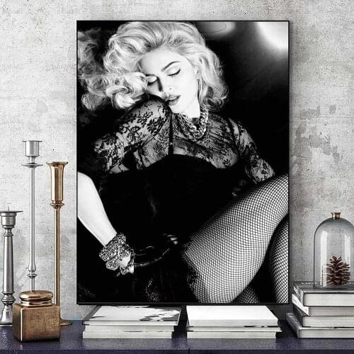 Canvas Wall Art Madonna Home Decorative Sexy Girl Printed Poster Singer Paintings Modern Modular Black and White For Living Room
