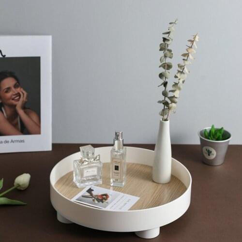 Desktop Storage Tray Nordic Plastic Round Jewelry Trays Living Room Kitchen Wine Tray Table Makeup Organizer Plate Home Decor
