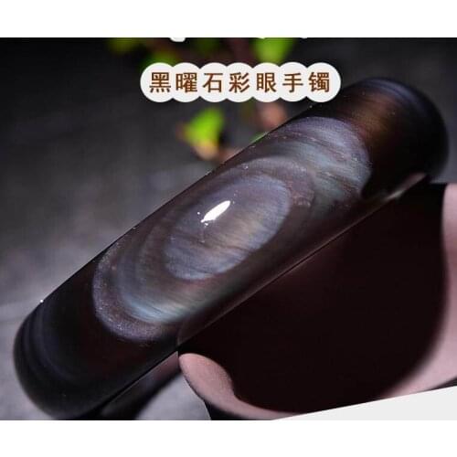 Natural obsidian bracelet ice species obsidian bangle bracelet rainbow eye ice stone crystal bracelet Bangle free shipping