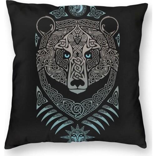 Forest Lord Vikings Scandinavian Bear Pillowcover Home Decorative Cushion Cover Throw Pillow for Sofa Polyester Double-sided