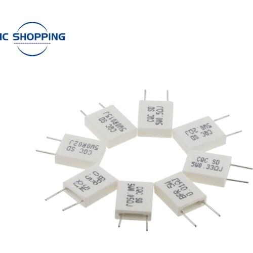 10PCS BPR56 5W Non-inductive Ceramic Cement Resistance 0.01R 0.015 0.022 0.025 0.02 0.033 0.047 0.05 0.1 0.15 0.2 0.25 0.5 1 Ohm