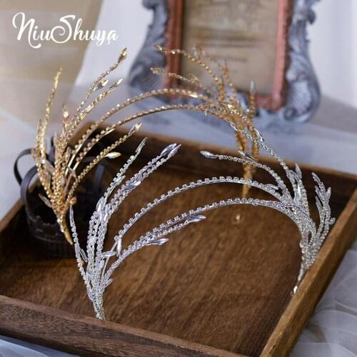 NiuShuya Handmade Crystal Wedding Tiaras Headbands Princess Girls Bouquet Hairbands Hair Accessories Crown