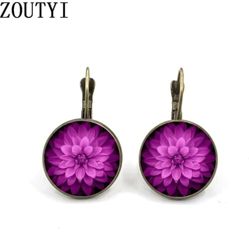New / style glamorous fashion mandala red ladies wear earrings, convex and concave glass inlaid earrings jewelry