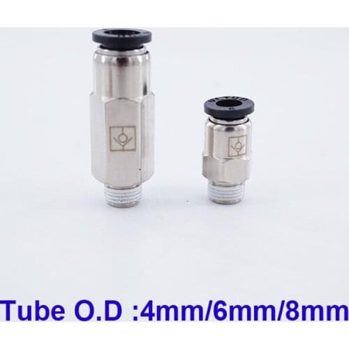 One Way Pneumatic air straight check valve fitting 4mm/6mm/8mm SPC/CVPC M5 M6 1/8 1/4 BSP One touch hose connector