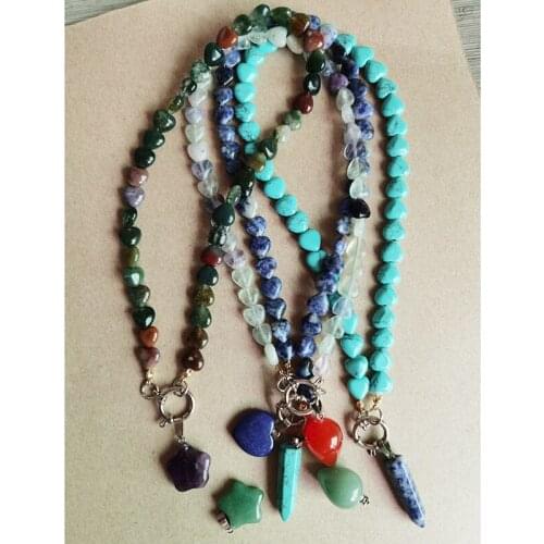 Ожерелье natural stone quartz jade Water drop heart star beads pendant necklace women HOLLY JUNE Joy Holy June Necklaces jewelry