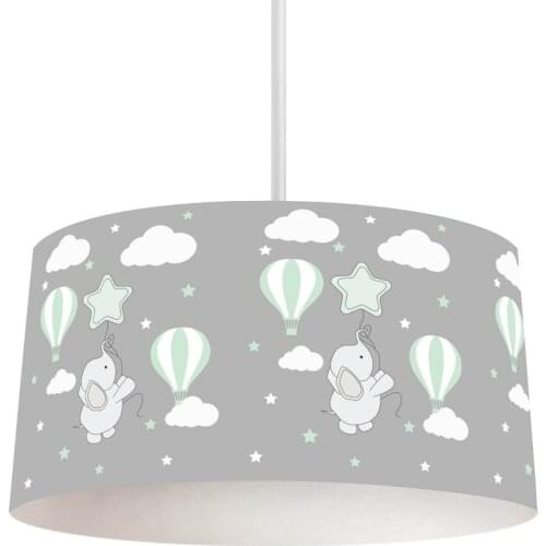 Flying Elephant Water Green Boy Printing Patterned Kids Baby Room Bedroom Light Pendant Lamp Chandelier