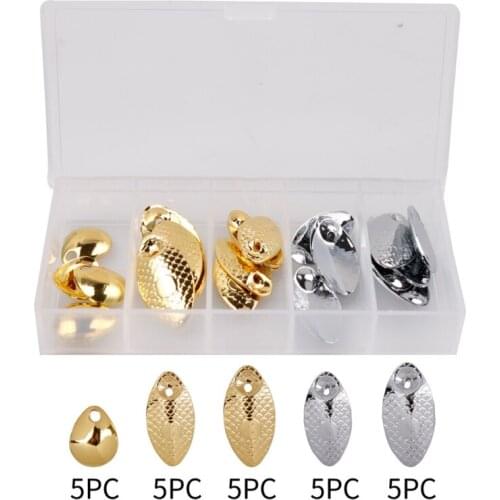831C 25Pcs/box Bait Spoon Gold Silver Fishing Lure Artificial Bait Accessories Noise Metal Spinner Tail Fishing Sequin