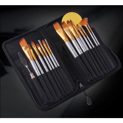 Professional nylon wool watercolor brush 17 sets + canvas painting bag, art painting materials, artists