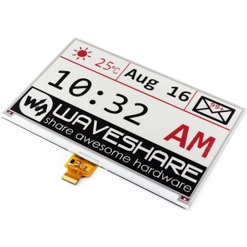 RealQvol 7.5inch E-Ink Raw Display 640x384 E-paper Three-color:Red Black White,SPI Interface,Without PCB, No Backlight