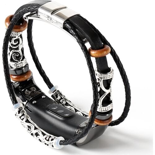 Leather Strap for Honor Band 4 Genuine Leather Retro Braided Watch Band Bracelet for Honor Band 5 Wristband Strap Accessories